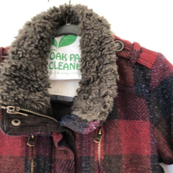 Abercrombie & Fitch Short Multi Color Tweed Plaid Wool Blend Snap Zip Jacket  S - Picture 2 of 8